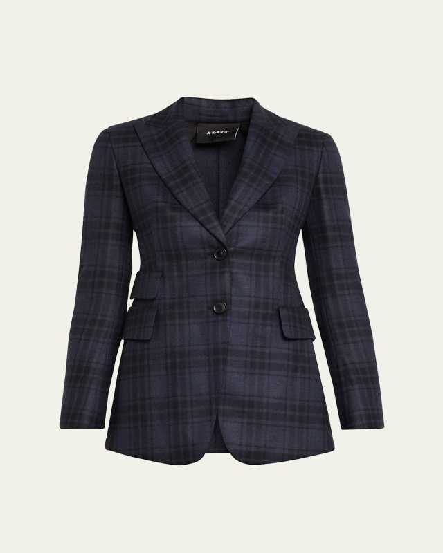 Percival Check Wool Double-Face Single-Breasted Jacket